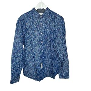 New Nautica Men’s Button Front Shirt Medium Spring Blue L/S BNWT